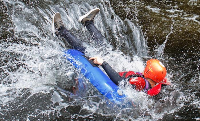 Bearded men adventures, Big splash in a river tube, llangollen